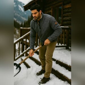 Orvis Jacket Men's Black Sz L Sherpa Lined 1/4 Pullover Sweater Shacket Gorpcore